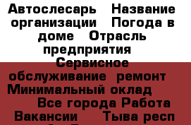 Автослесарь › Название организации ­ Погода в доме › Отрасль предприятия ­ Сервисное обслуживание, ремонт › Минимальный оклад ­ 30 000 - Все города Работа » Вакансии   . Тыва респ.,Ак-Довурак г.